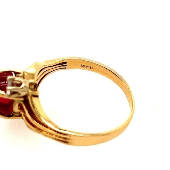 14k Cabuchon Ruby & Diamonds Ring - Picture 10 of 15